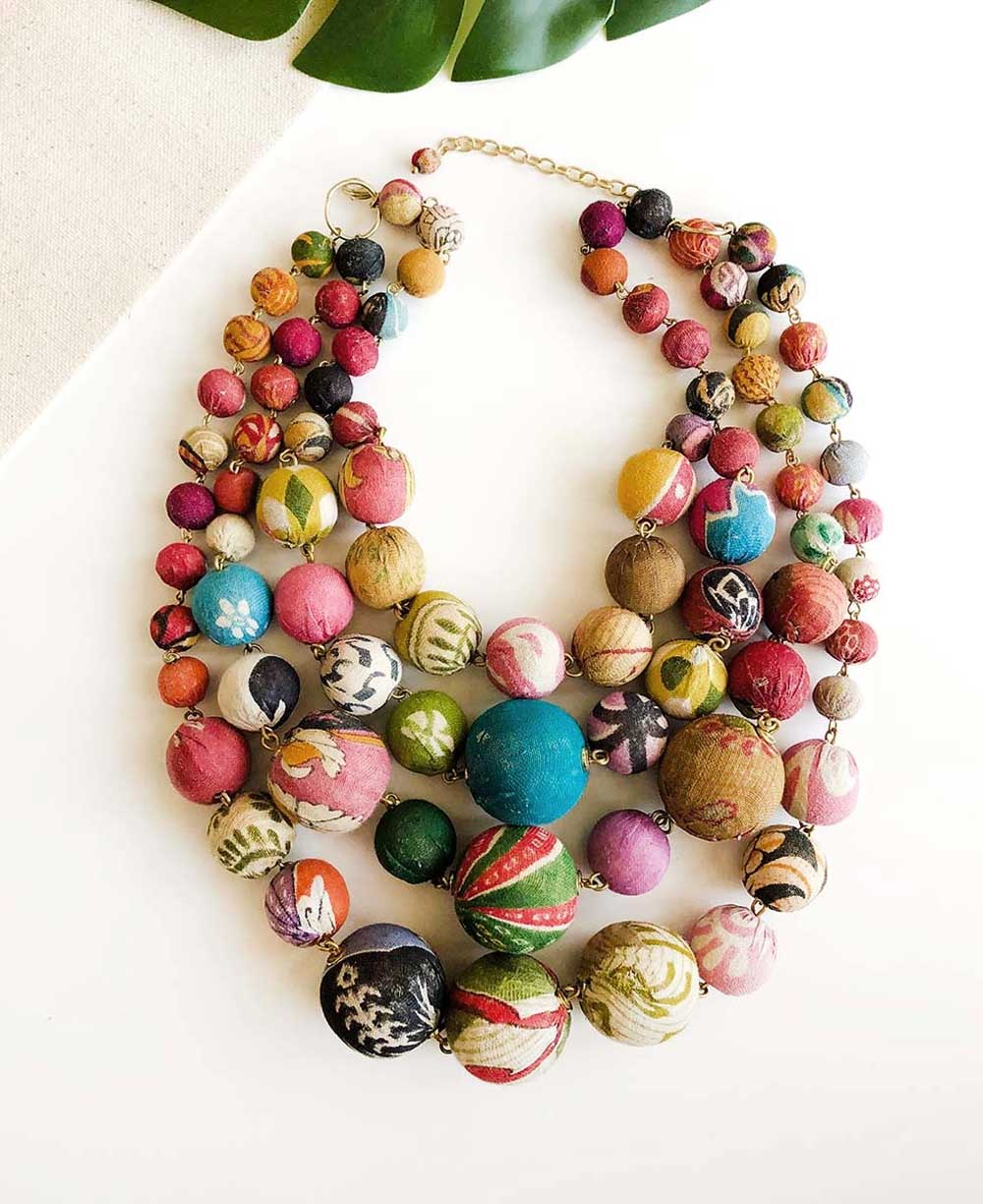 Kantha on sale bead necklace