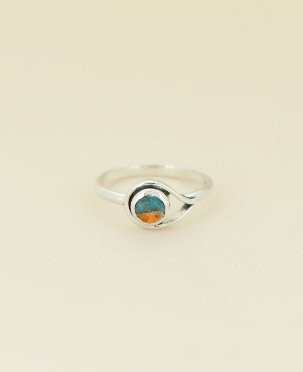 Turquoise Spiny Oyster Sterling Silver Dainy Ring