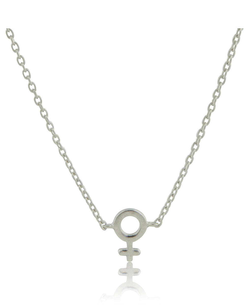 Dainty Sterling Silver Woman Symbol Pendant Necklace