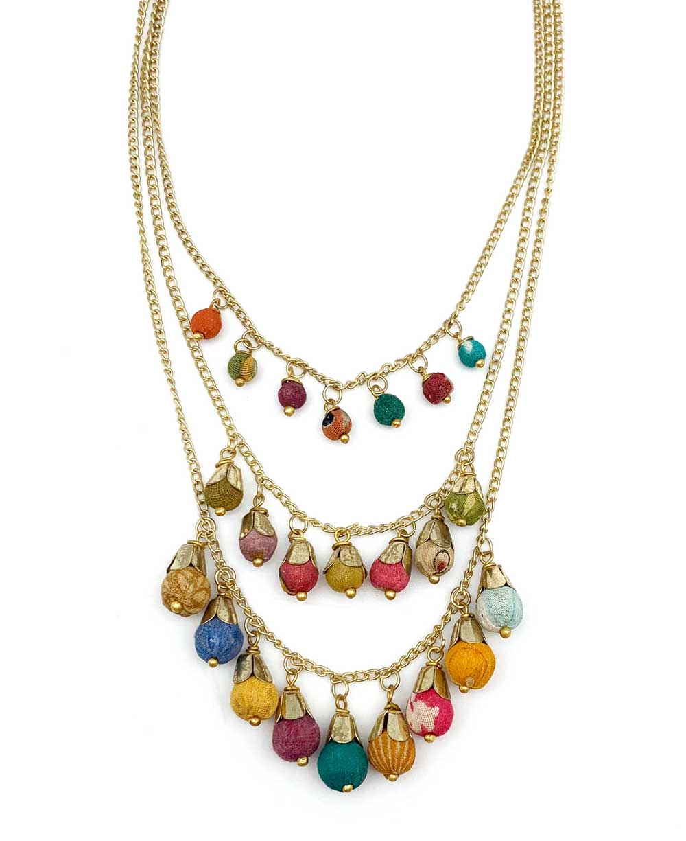 Fairtrade layered necklace with colorful beads