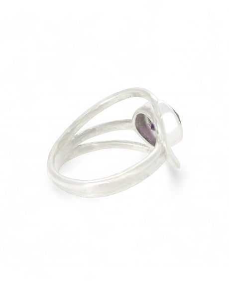 Sterling Silver Loop Ring with Amethyst Gemstone