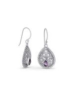 Sterling silver amethyst teardrop earrings