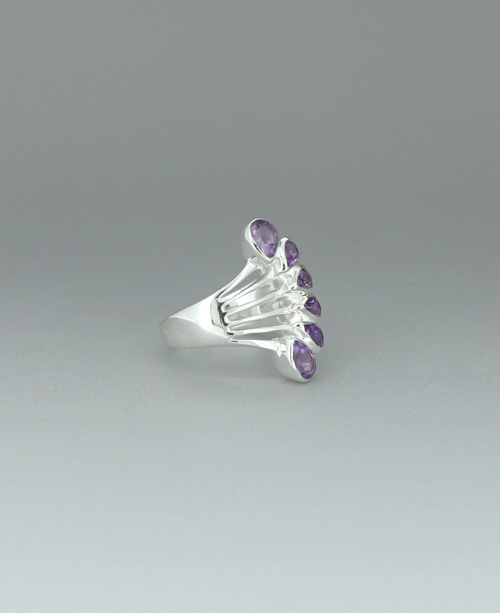 Sterling Silver Amethyst Teardrop Ring