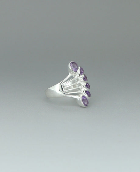 Sterling Silver Amethyst Teardrop Ring