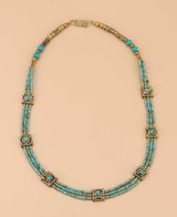 Turquoise Blue Beaded Tibetan Necklace