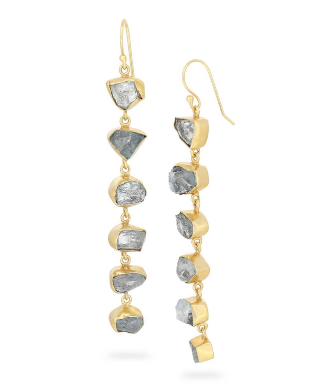 Aquamarine Dangle Earrings Gold Plated