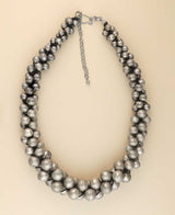 Handcrafted silver beaded necklace