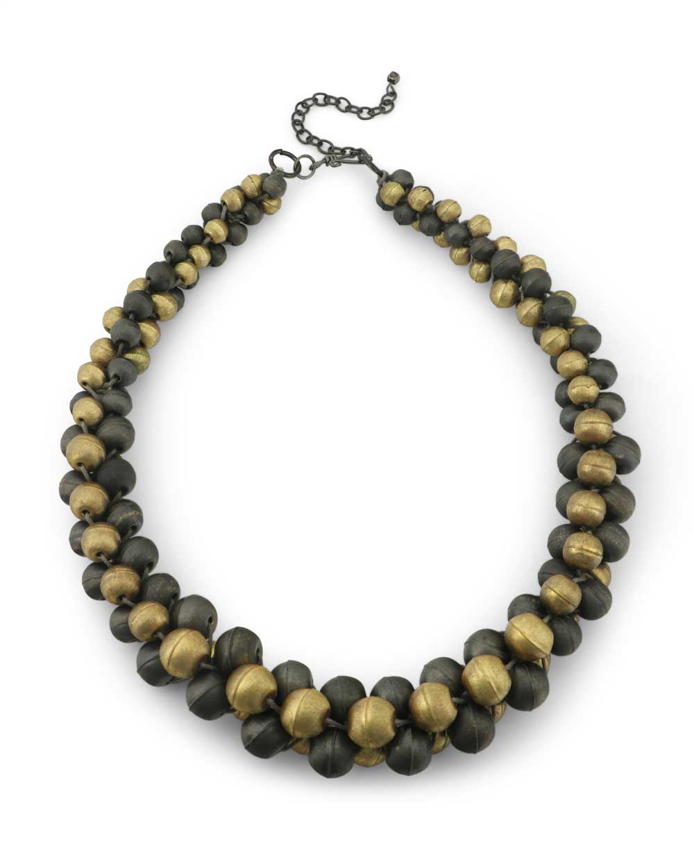 Gold and gunmetal layered necklace