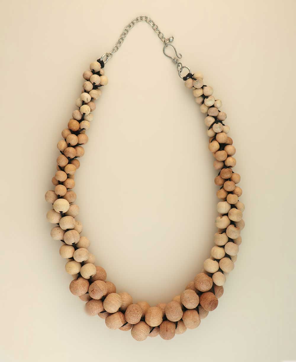 Natural wood layered necklace