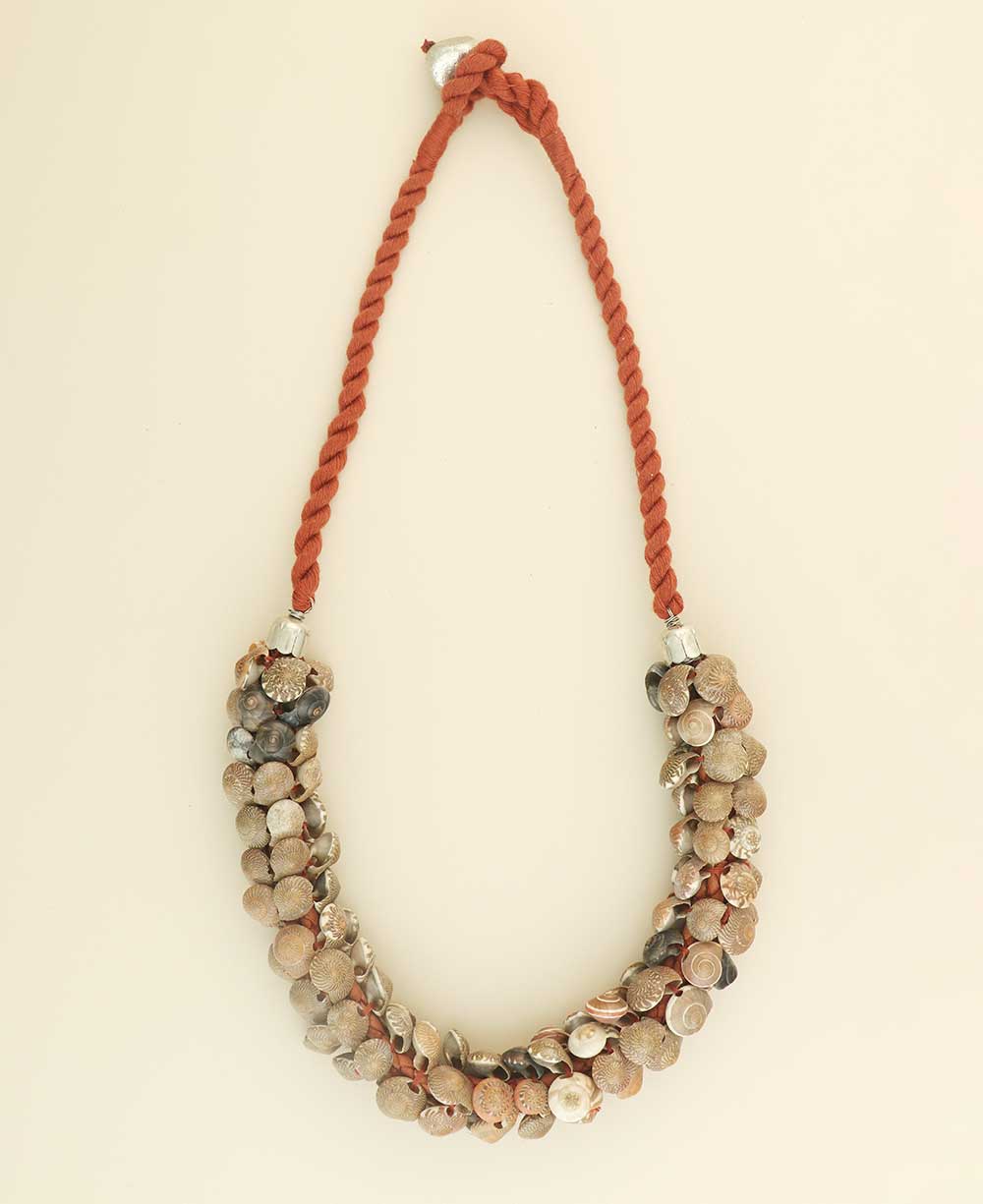 Natural shell cluster necklace on cord