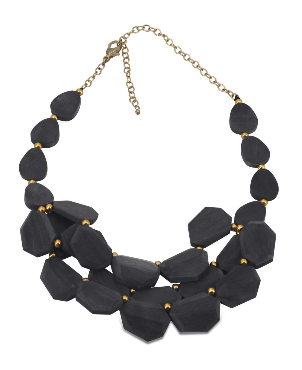 Handmade matte black horn necklace