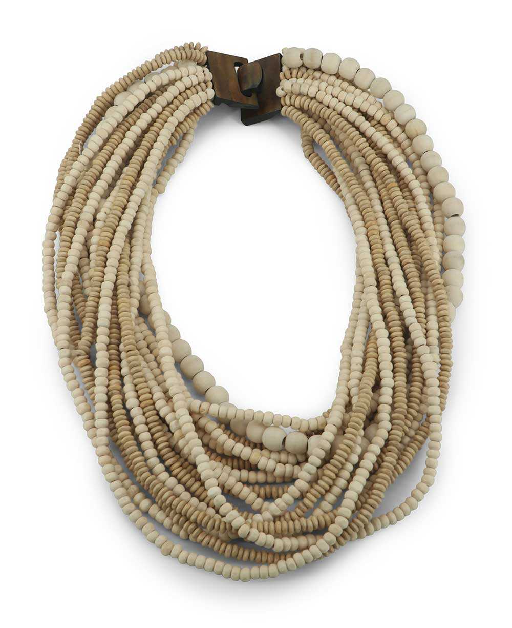 Cream tones multi-layer wood necklace