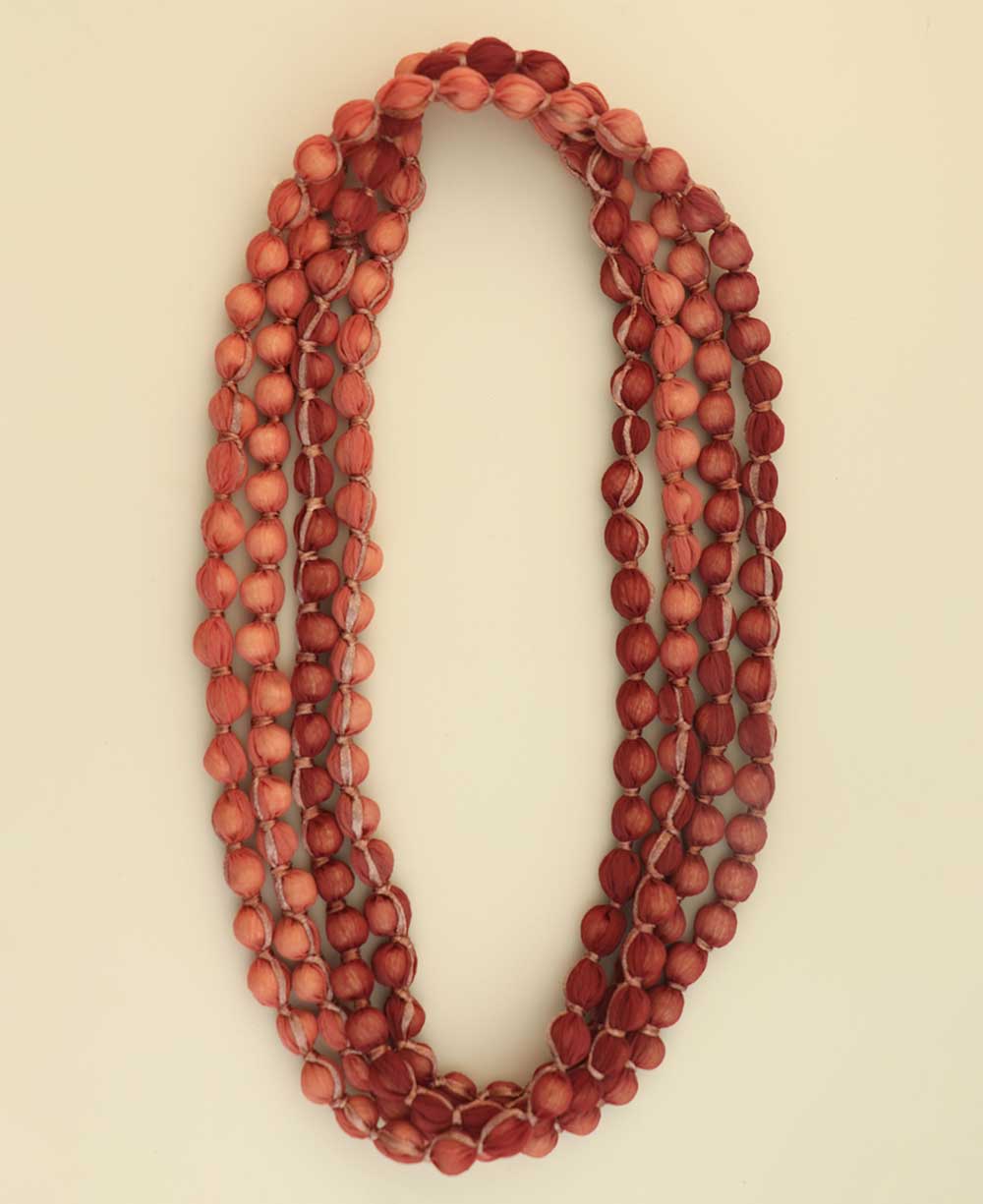 Versatile red and pink textile necklace