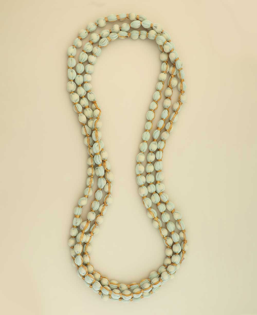 Soft green multi-layer fabric bead necklace