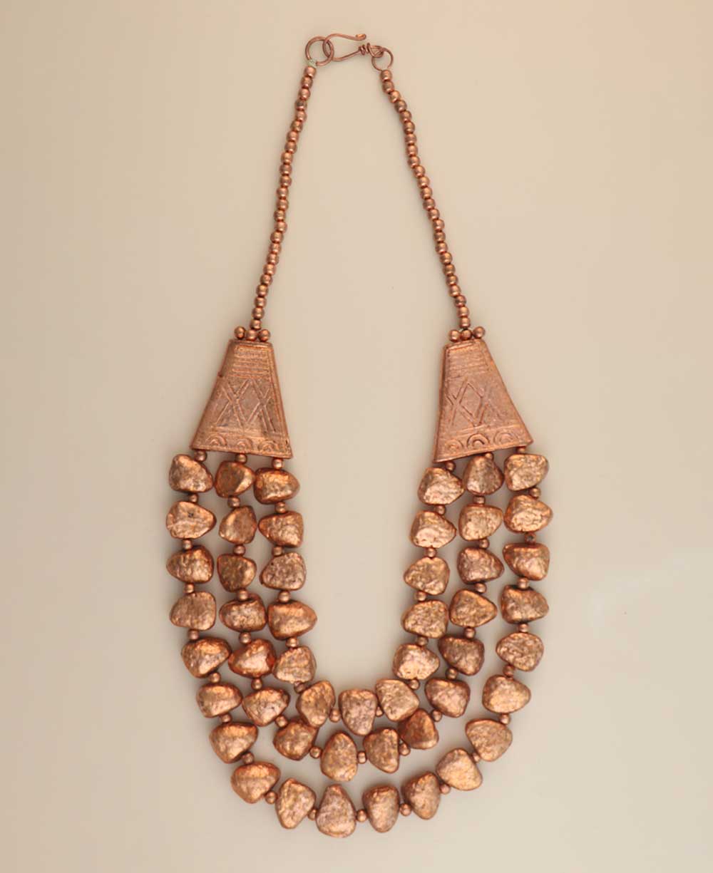 Tribal-inspired copper statement necklace