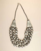 Triple-strand silver metal necklace