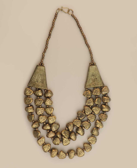 Antique gold-tone tribal necklace