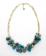 Blue Beaded Textile Wrap NEcklace