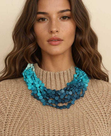 Ombre Blue Beaded statement necklace