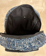 Interior view of teh Block-Print Kantha Stitched Backpack