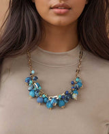 Blue Beaded Textile Wrapped Neckalce