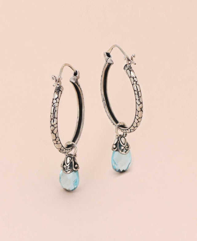 Blue topaz hoop earrings