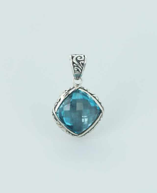 Blue Topaz Square Pendant