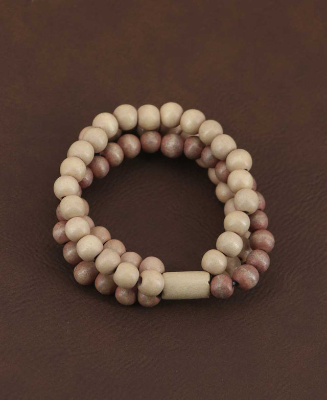 Brown wood bead stretch bracelet