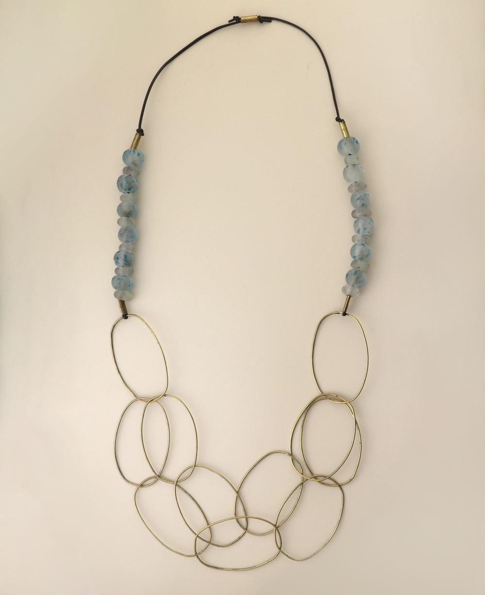 Handcrafted Recycled Glass and Brass Necklace