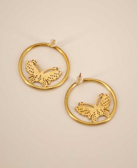 Butterfly Motif Circular Earrings