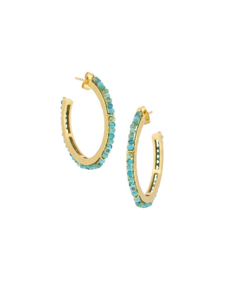 Artisan gold-plated earrings with turquoise