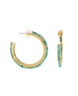 Bohemian hoop earrings with turquoise accents