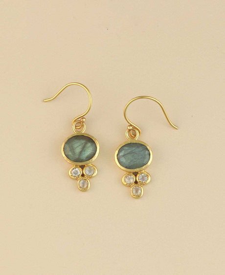 Gold-plated earrings with labradorite and moonstones