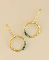 Gold-plated brass hoop earrings with turquoise beads