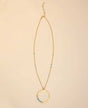 Gold-plated circle pendant necklace with turquoise accents