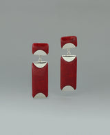 Close-up image of the sterling silver Red Coral earrings