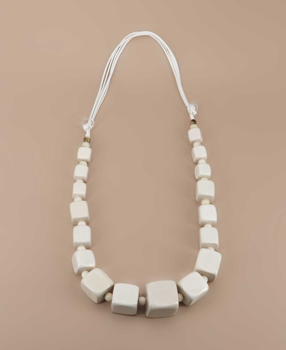 geometric cube wood necklace