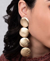 Gold-plated circular disc earrings