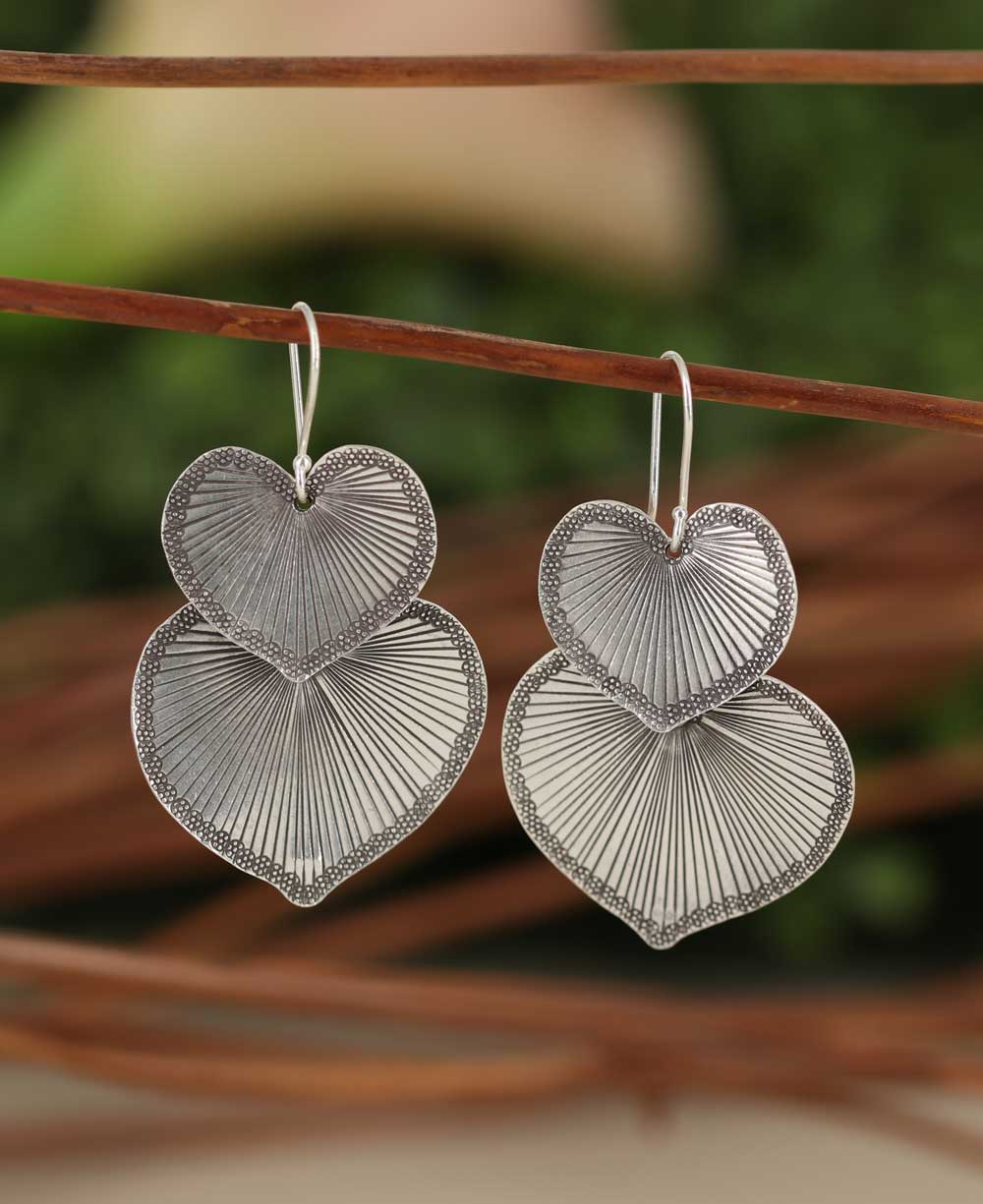 Double Heart Cascade Earrings