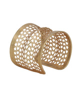 Brass gold-tone geometric cuff with ecoating.