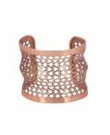 Silver-plated hammered interlocking cuff bracelet.