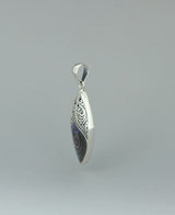 Sterling Silver Abalone Shell Filigree Pendant, Bali, Side view