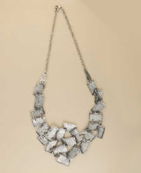 Handmade Turkish pewter necklace with overlapping modern design.