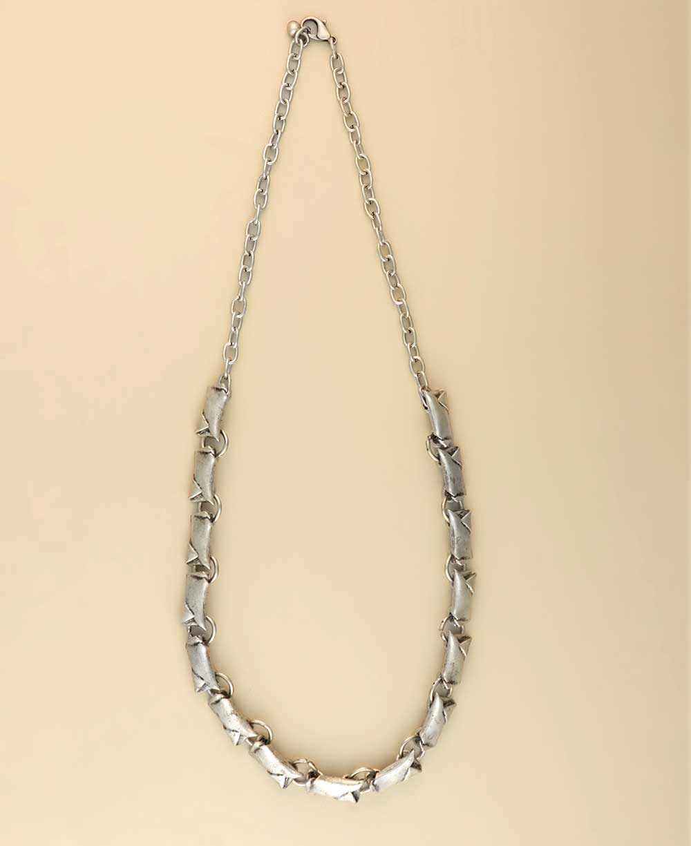 Industrial pewter alloy link necklace