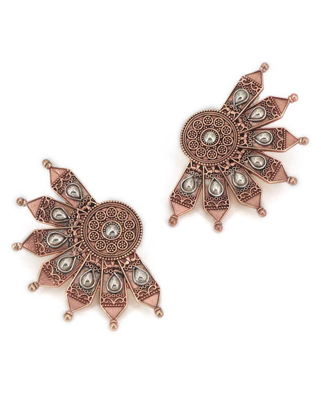 Antique bronze filigree earrings with Indian design