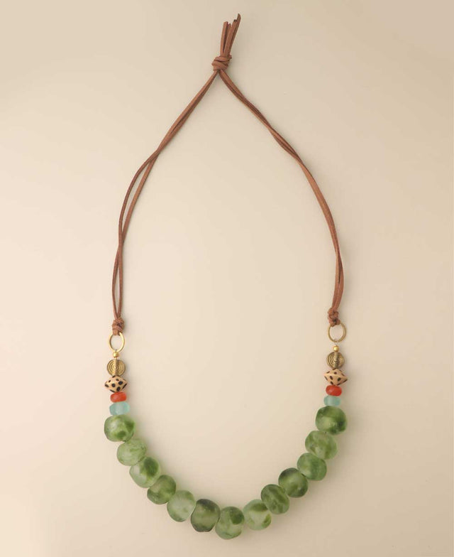 Recycled Green Glass Necklace Ghana