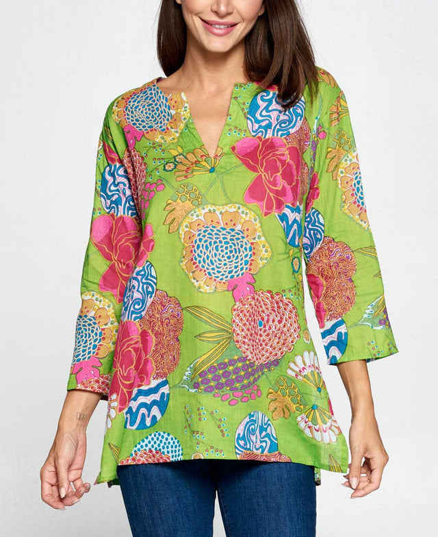 Green Floral Print Tunic