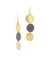 Brass and horn triple disc earrings