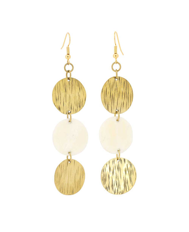 Light bone and brass drop earrings