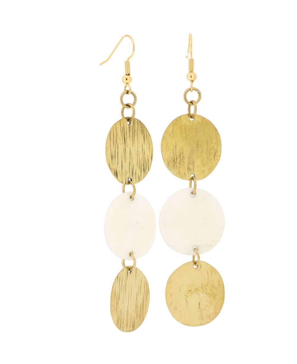 Artisan-crafted brass and bone earrings